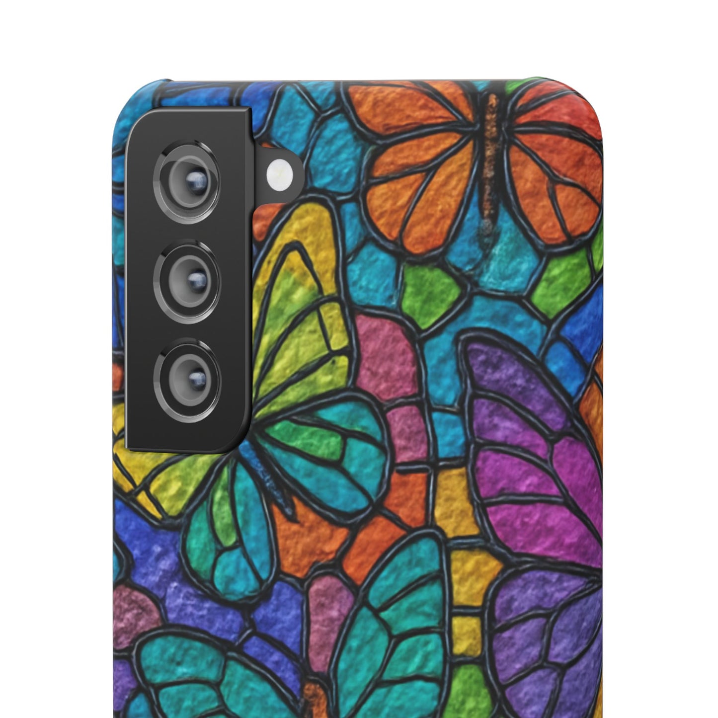 Psychedelic Butterfly Mosaic Phone Case, Trippy Hippie Butterflies,  Rainbow Stained-Glass Art Cover | Boho Festival Aesthetic Case