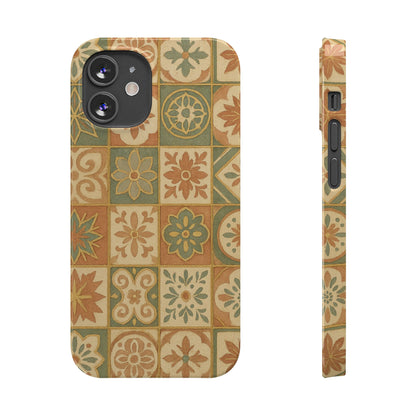 1Slim Phone Cases Boho Dreams Mosaic iPhone MagSafe Case | Vintage Tile Aesthetic | Terracotta, Teal & Gold Ceramic Design