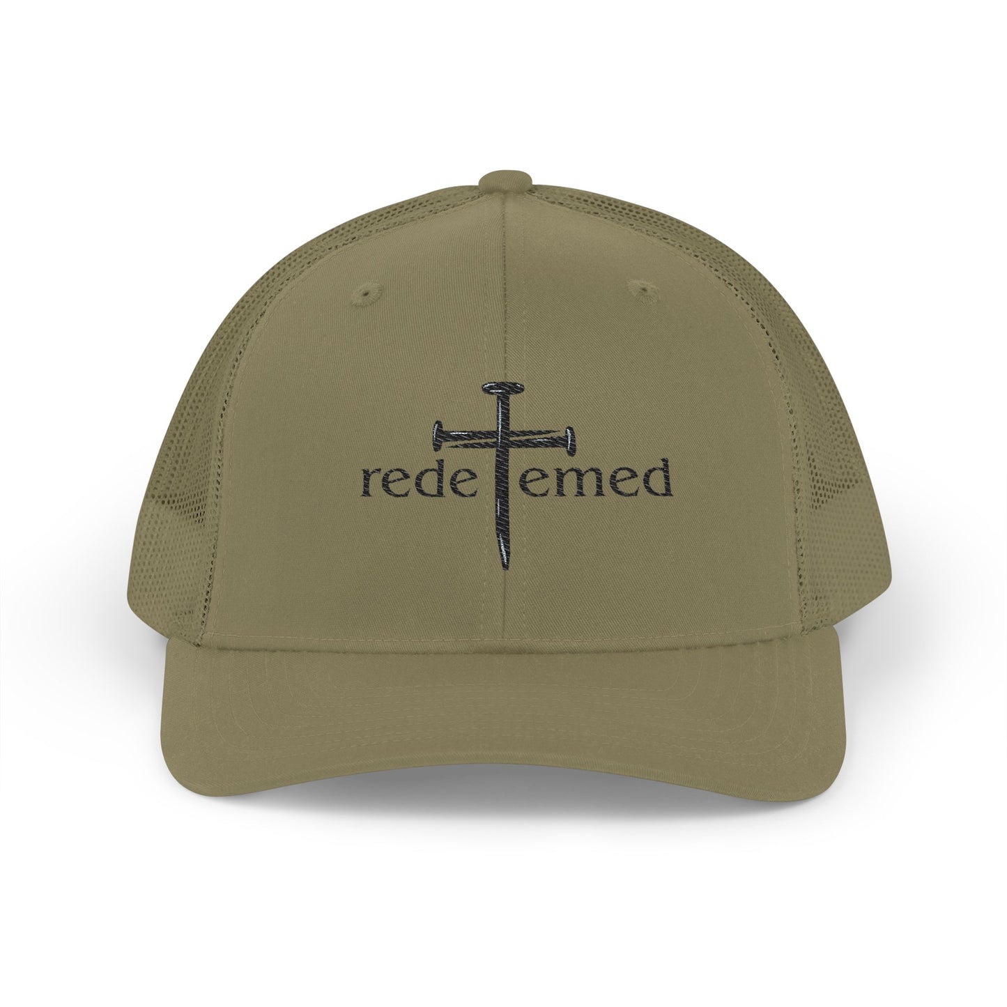 Snapback Cap with Embroidered Redeemed and Cross Design