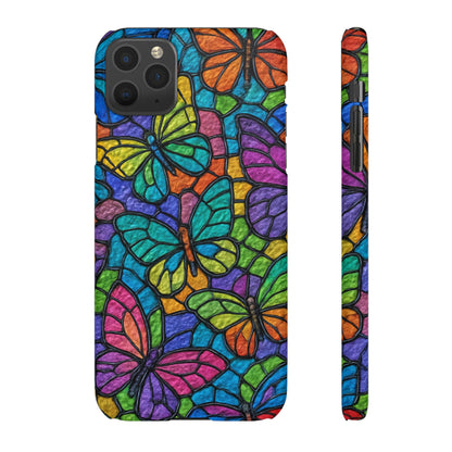 Psychedelic Butterfly Mosaic Phone Case, Trippy Hippie Butterflies,  Rainbow Stained-Glass Art Cover | Boho Festival Aesthetic Case