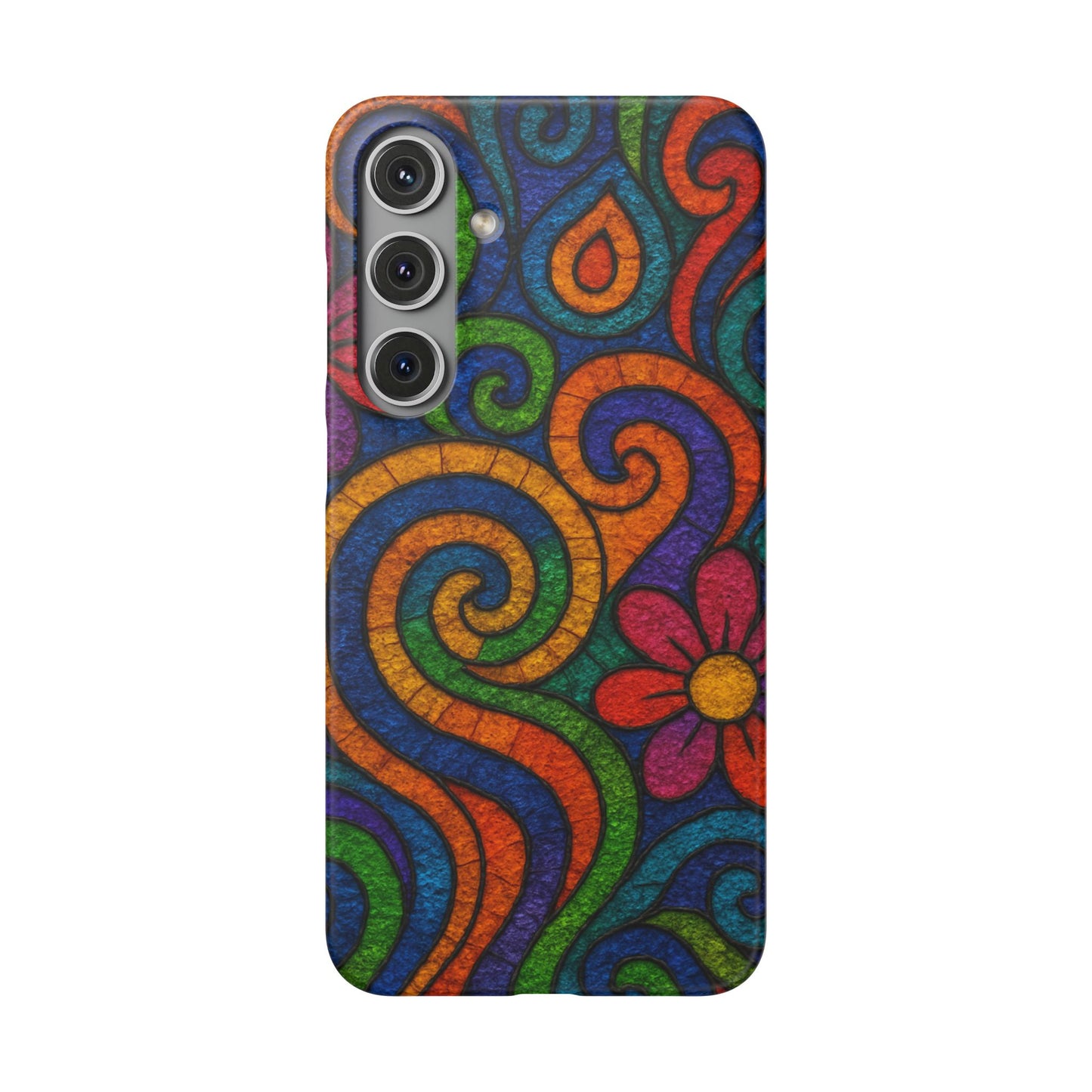 Psychedelic Hippie Phone Case, Boho Rainbow Retro 70s Groovy Art Cover