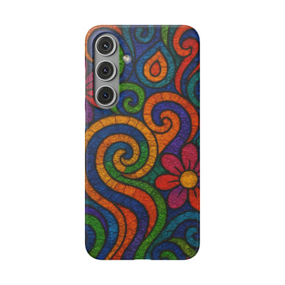 Psychedelic Hippie Phone Case, Boho Rainbow Retro 70s Groovy Art Cover