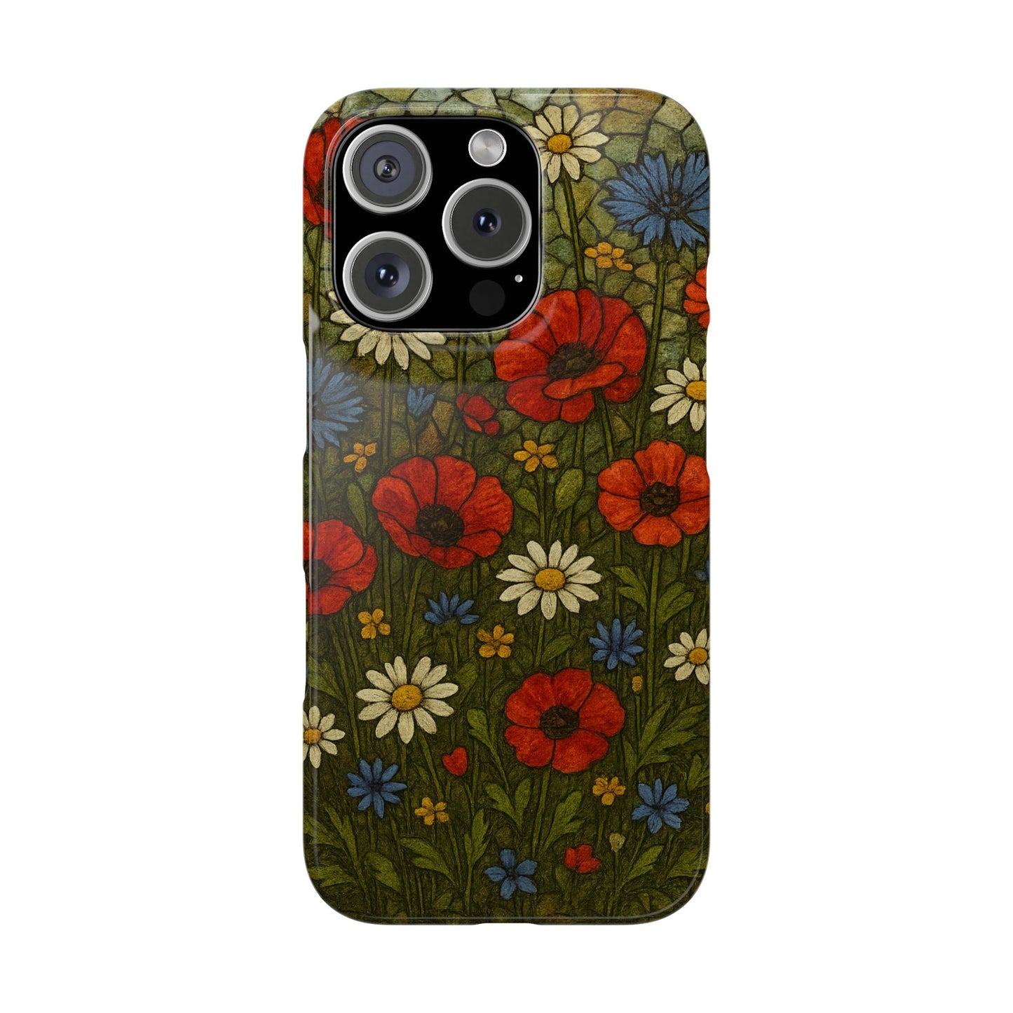 Slim Phone Cases  Wildflower Mosaic Floral Art | Colorful Stained Glass Flowers | Boho Botanical