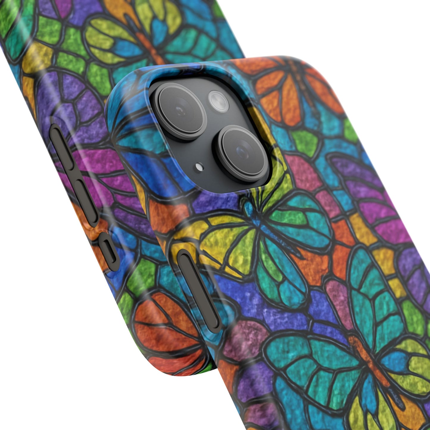 Psychedelic Butterfly Mosaic Phone Case, Trippy Hippie Butterflies,  Rainbow Stained-Glass Art Cover | Boho Festival Aesthetic Case