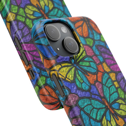 Psychedelic Butterfly Mosaic Phone Case, Trippy Hippie Butterflies,  Rainbow Stained-Glass Art Cover | Boho Festival Aesthetic Case