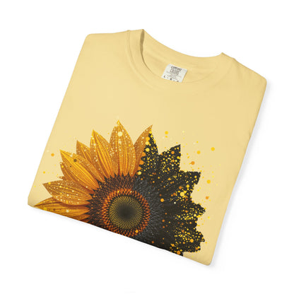 Sunflower Unisex Garment-Dyed T-shirt, Yellow Flower Tee, Floral Shirt, Botanical Top, Nature Lover Gift