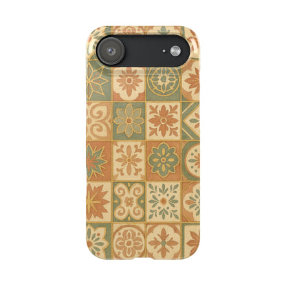 1Slim Phone Cases Boho Dreams Mosaic iPhone MagSafe Case | Vintage Tile Aesthetic | Terracotta, Teal & Gold Ceramic Design