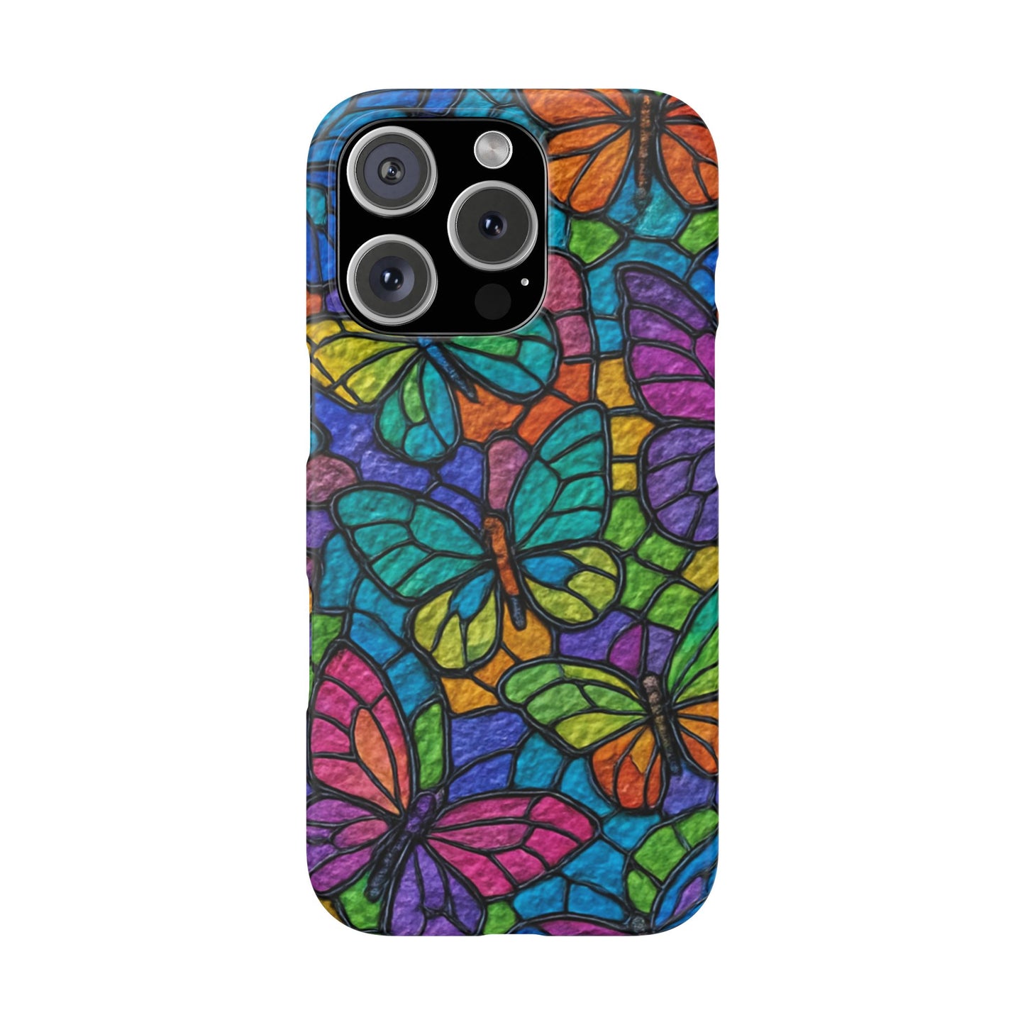 Psychedelic Butterfly Mosaic Phone Case, Trippy Hippie Butterflies,  Rainbow Stained-Glass Art Cover | Boho Festival Aesthetic Case