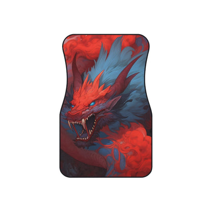 Dragon Car Mats Front Pair | Automotive Floor Liners, Mythical Fire Design