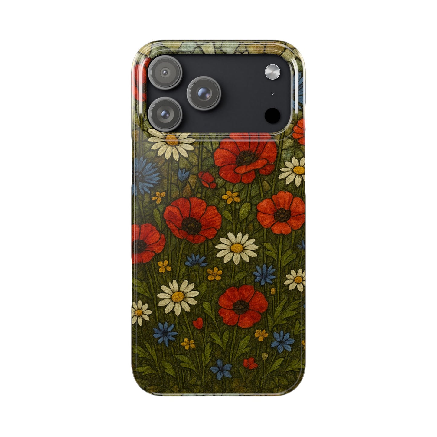Slim Phone Cases  Wildflower Mosaic Floral Art | Colorful Stained Glass Flowers | Boho Botanical
