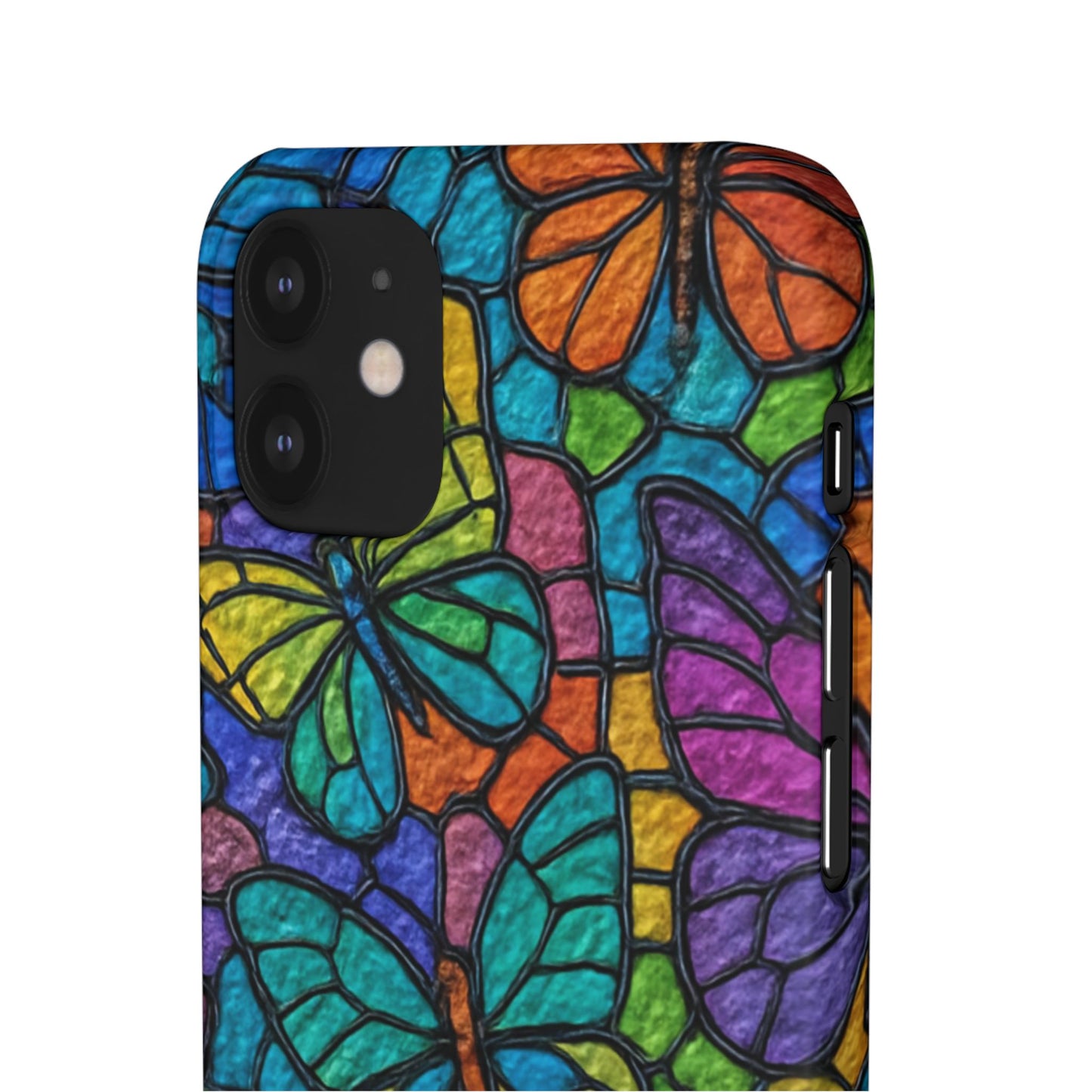 Psychedelic Butterfly Mosaic Phone Case, Trippy Hippie Butterflies,  Rainbow Stained-Glass Art Cover | Boho Festival Aesthetic Case