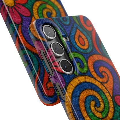 Psychedelic Hippie Phone Case, Boho Rainbow Retro 70s Groovy Art Cover