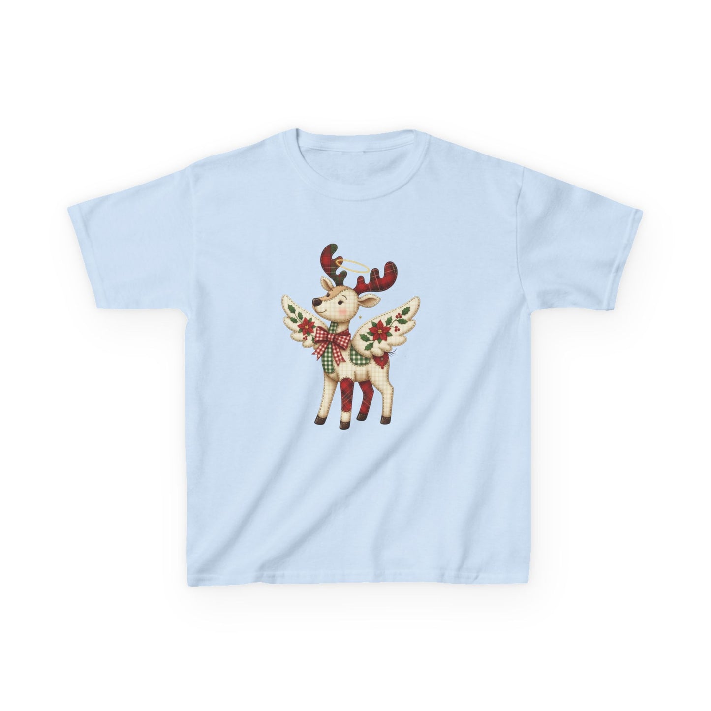 Christmas Deer Patchwork Kids Tee - Festive Children's Clothing