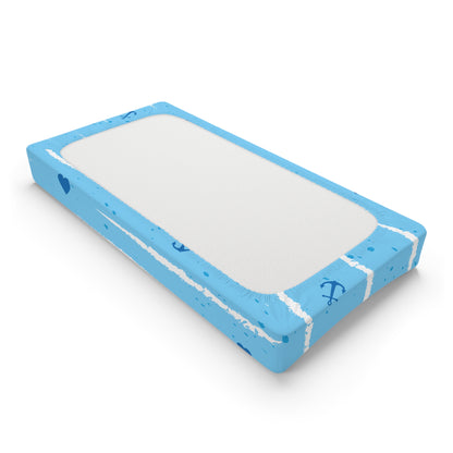 Blue Anchors and Hearts Baby Changing Pad Cover | Nautical Nursery