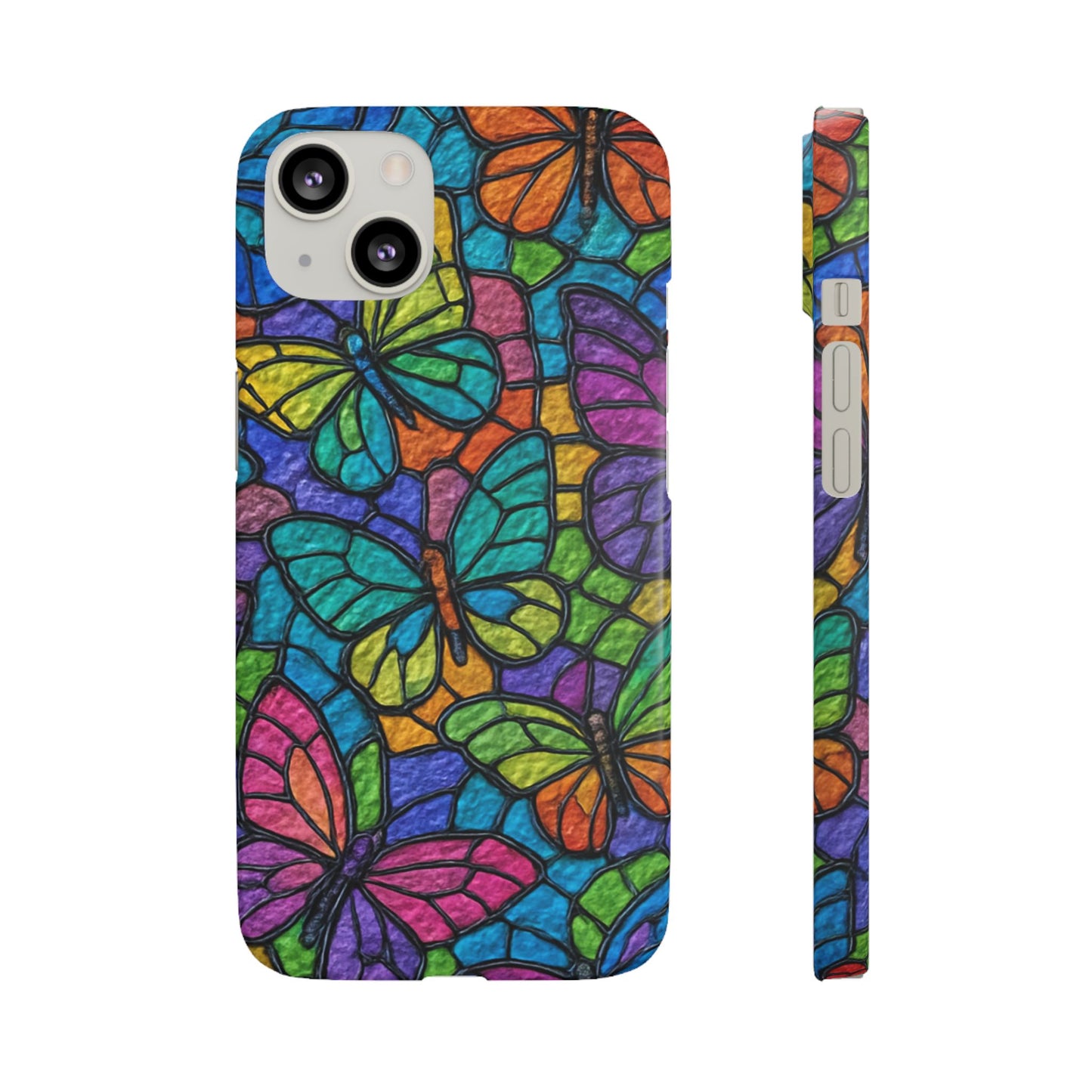 Psychedelic Butterfly Mosaic Phone Case, Trippy Hippie Butterflies,  Rainbow Stained-Glass Art Cover | Boho Festival Aesthetic Case