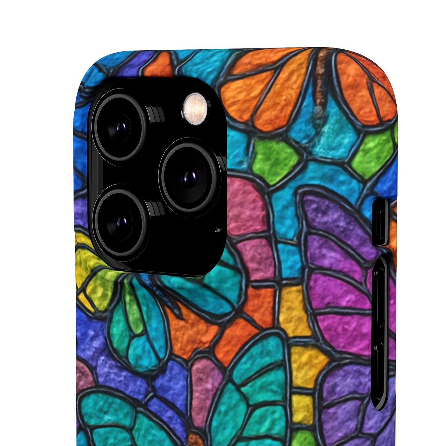 Psychedelic Butterfly Mosaic Phone Case, Trippy Hippie Butterflies,  Rainbow Stained-Glass Art Cover | Boho Festival Aesthetic Case