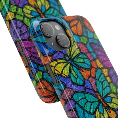 Psychedelic Butterfly Mosaic Phone Case, Trippy Hippie Butterflies,  Rainbow Stained-Glass Art Cover | Boho Festival Aesthetic Case