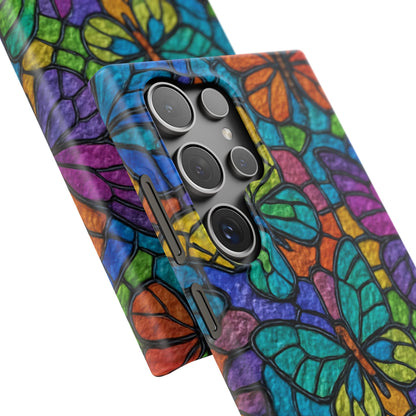 Psychedelic Butterfly Mosaic Phone Case, Trippy Hippie Butterflies,  Rainbow Stained-Glass Art Cover | Boho Festival Aesthetic Case