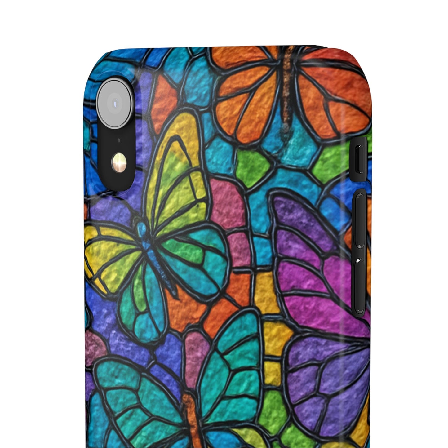 Psychedelic Butterfly Mosaic Phone Case, Trippy Hippie Butterflies,  Rainbow Stained-Glass Art Cover | Boho Festival Aesthetic Case