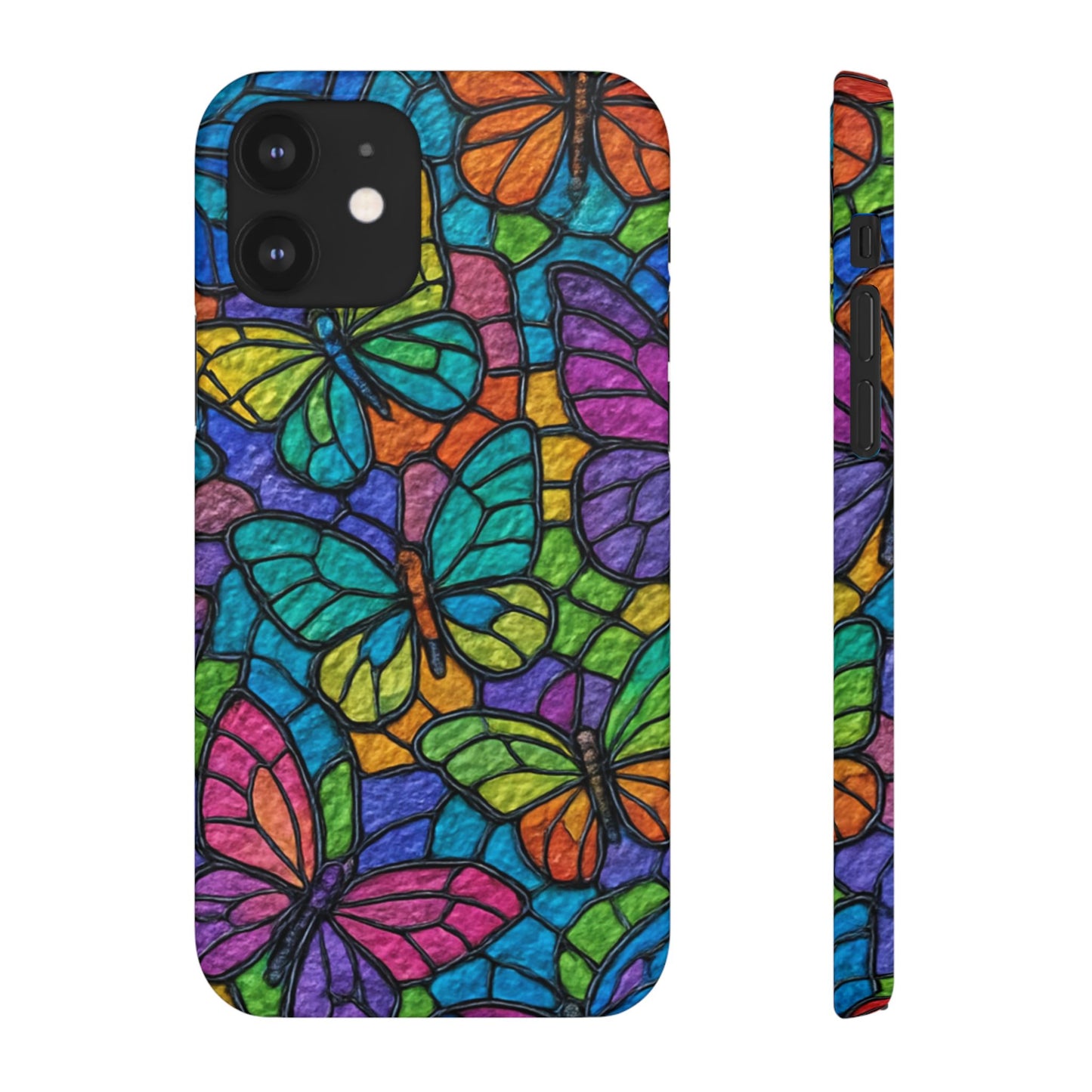 Psychedelic Butterfly Mosaic Phone Case, Trippy Hippie Butterflies,  Rainbow Stained-Glass Art Cover | Boho Festival Aesthetic Case