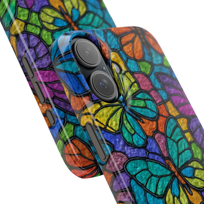 Psychedelic Butterfly Mosaic Phone Case, Trippy Hippie Butterflies,  Rainbow Stained-Glass Art Cover | Boho Festival Aesthetic Case