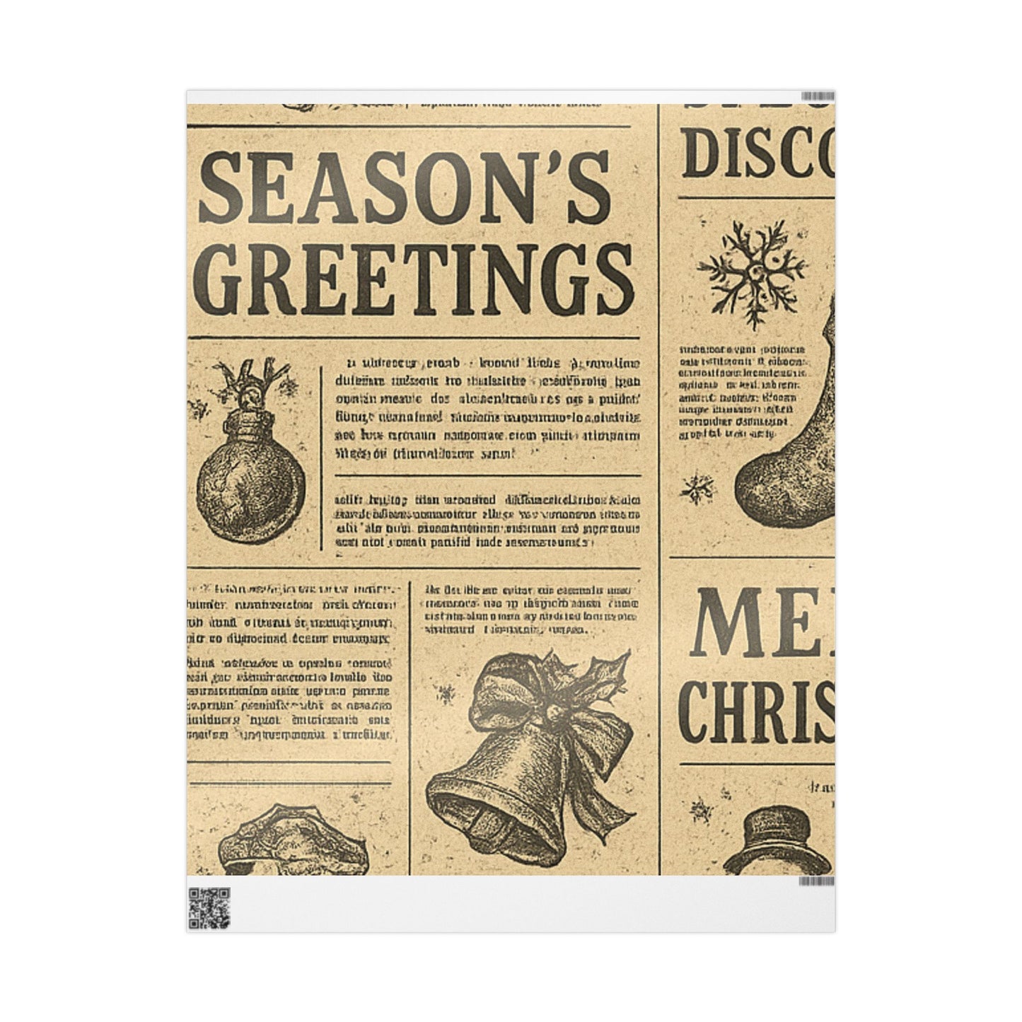 Wrapping Papers Vintage Newspaper Christmas Wrapping Paper | Black & White Retro Holiday Gift Wrap