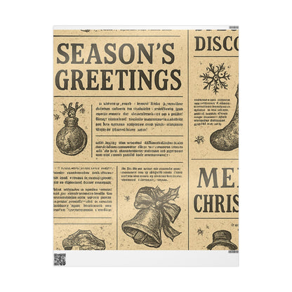 Wrapping Papers Vintage Newspaper Christmas Wrapping Paper | Black & White Retro Holiday Gift Wrap