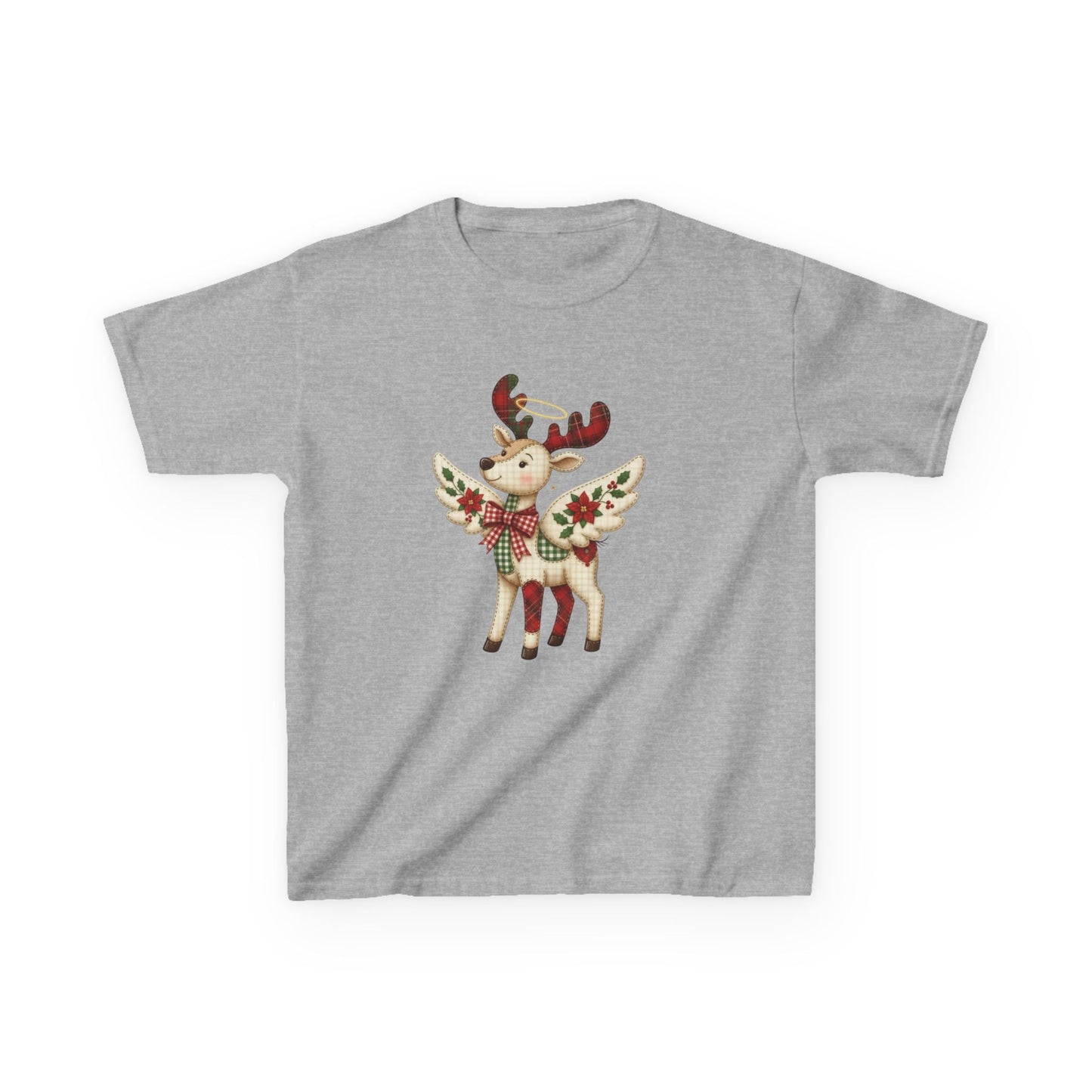 Christmas Deer Patchwork Kids Tee - Festive Children's Clothing