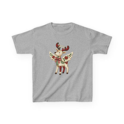 Christmas Deer Patchwork Kids Tee - Festive Children's Clothing
