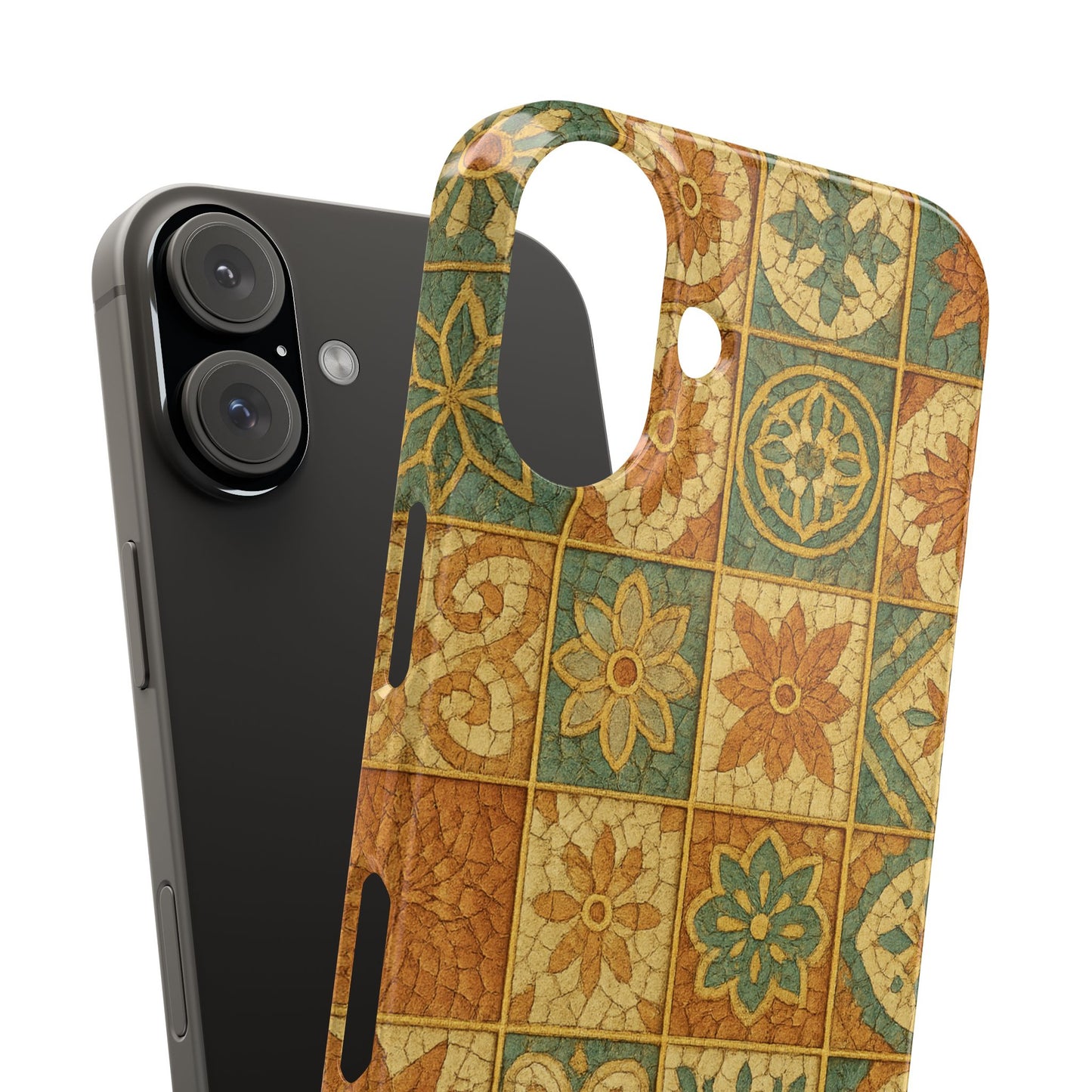 Slim Phone Cases Broken Beauty 3D Glass iPhone Case | Shattered Tile Aesthetic | Gold Lines & Textured Resin Effect