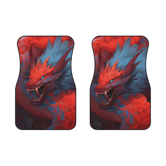 Dragon Car Mats Front Pair | Automotive Floor Liners, Mythical Fire Design