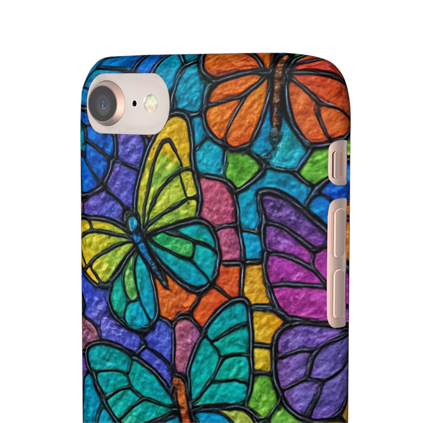 Psychedelic Butterfly Mosaic Phone Case, Trippy Hippie Butterflies,  Rainbow Stained-Glass Art Cover | Boho Festival Aesthetic Case