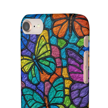 Psychedelic Butterfly Mosaic Phone Case, Trippy Hippie Butterflies,  Rainbow Stained-Glass Art Cover | Boho Festival Aesthetic Case