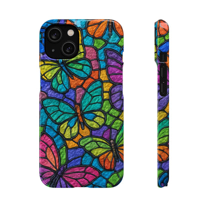 Psychedelic Butterfly Mosaic Phone Case, Trippy Hippie Butterflies,  Rainbow Stained-Glass Art Cover | Boho Festival Aesthetic Case