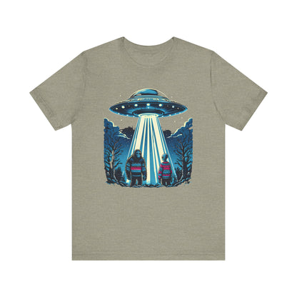 Alien Spaceship and Bigfoot Ugly Christmas Sweater Tee