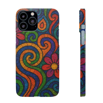 Psychedelic Hippie Phone Case, Boho Rainbow Retro 70s Groovy Art Cover