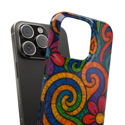 Psychedelic Hippie Phone Case, Boho Rainbow Retro 70s Groovy Art Cover