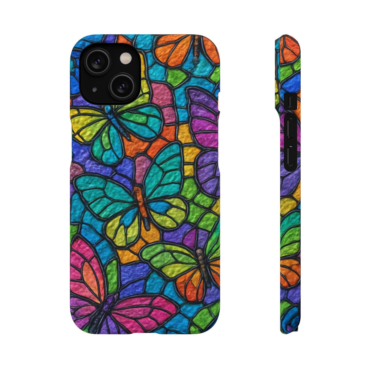 Psychedelic Butterfly Mosaic Phone Case, Trippy Hippie Butterflies,  Rainbow Stained-Glass Art Cover | Boho Festival Aesthetic Case