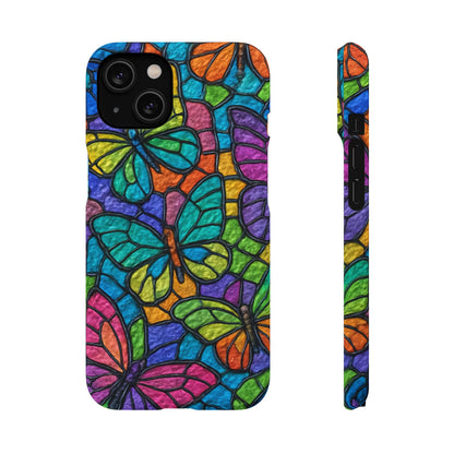 Psychedelic Butterfly Mosaic Phone Case, Trippy Hippie Butterflies,  Rainbow Stained-Glass Art Cover | Boho Festival Aesthetic Case