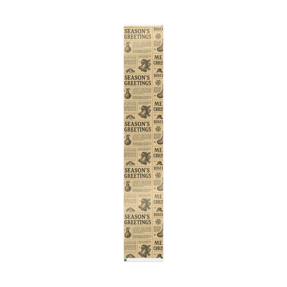 Wrapping Papers Vintage Newspaper Christmas Wrapping Paper | Black & White Retro Holiday Gift Wrap