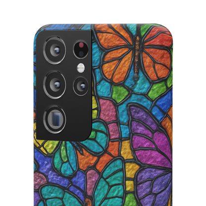Psychedelic Butterfly Mosaic Phone Case, Trippy Hippie Butterflies,  Rainbow Stained-Glass Art Cover | Boho Festival Aesthetic Case