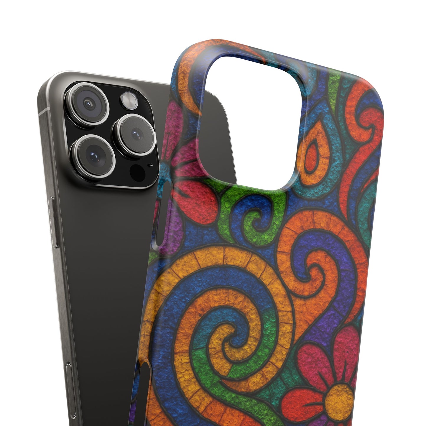 Psychedelic Hippie Phone Case, Boho Rainbow Retro 70s Groovy Art Cover