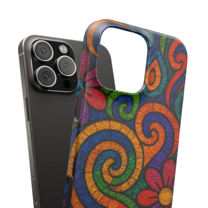 Psychedelic Hippie Phone Case, Boho Rainbow Retro 70s Groovy Art Cover