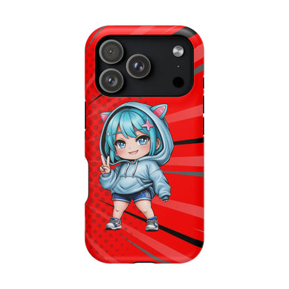 Phone Cases, Cute Chibi Girl in Cat Hoodie, Kawaii Anime Design, Protective Cover, Gift for Anime Fans, Cute Phone Accessories, Cat Lover