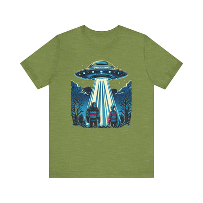 Alien Spaceship and Bigfoot Ugly Christmas Sweater Tee