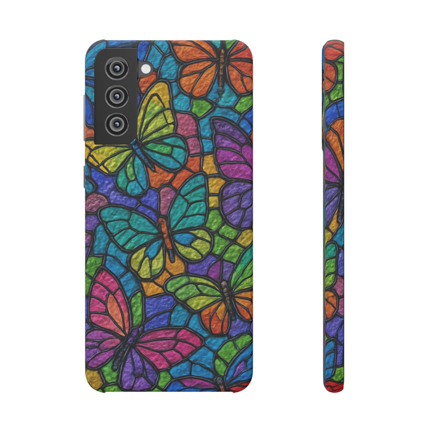 Psychedelic Butterfly Mosaic Phone Case, Trippy Hippie Butterflies,  Rainbow Stained-Glass Art Cover | Boho Festival Aesthetic Case