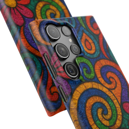 Psychedelic Hippie Phone Case, Boho Rainbow Retro 70s Groovy Art Cover