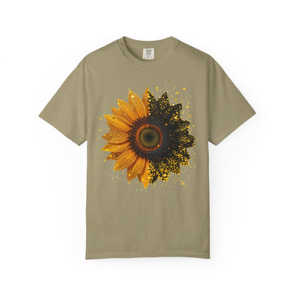 Sunflower Unisex Garment-Dyed T-shirt, Yellow Flower Tee, Floral Shirt, Botanical Top, Nature Lover Gift