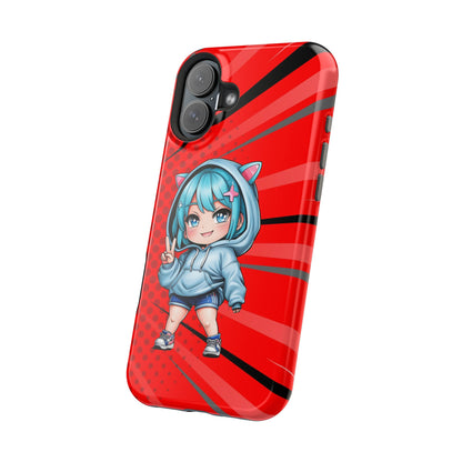 Phone Cases, Cute Chibi Girl in Cat Hoodie, Kawaii Anime Design, Protective Cover, Gift for Anime Fans, Cute Phone Accessories, Cat Lover