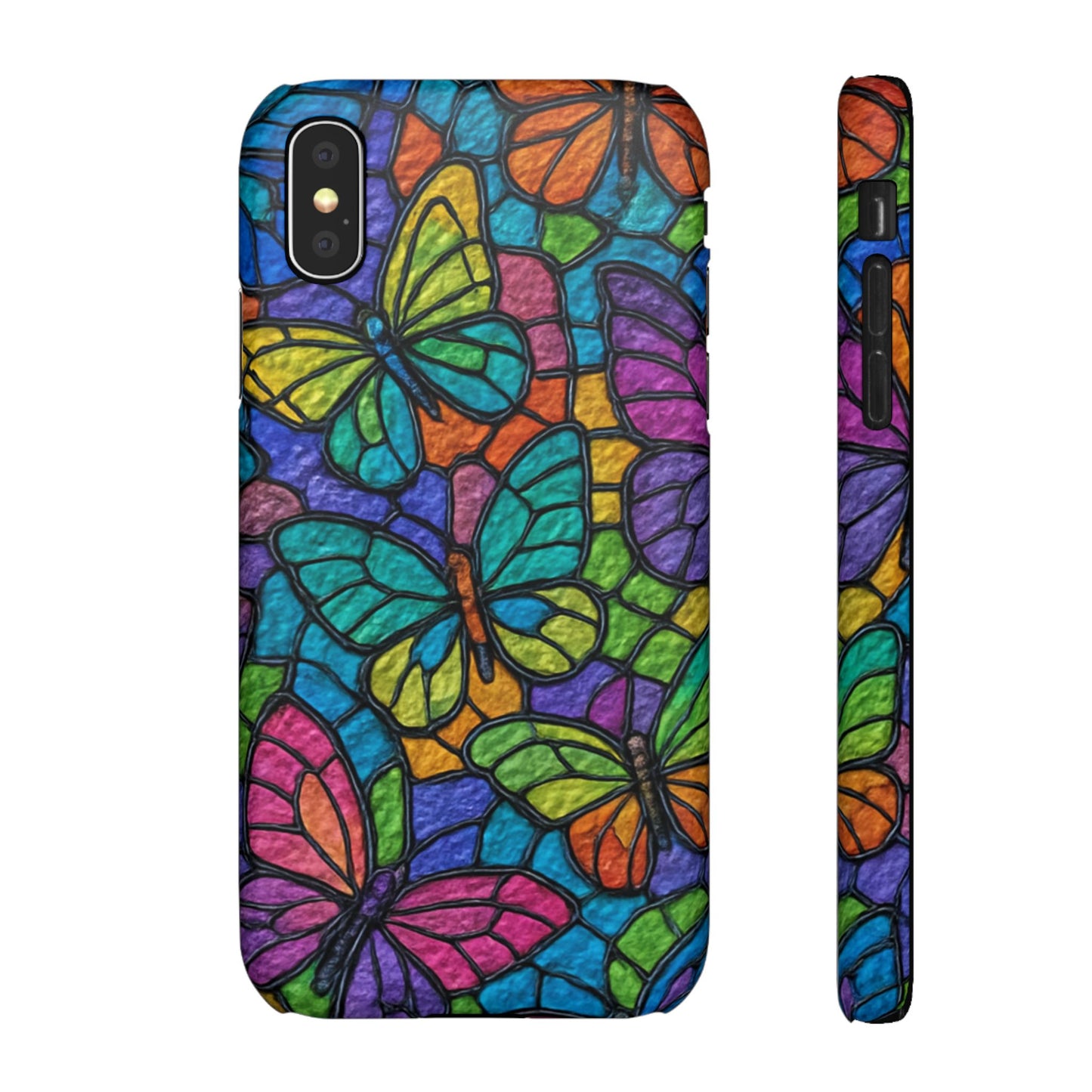 Psychedelic Butterfly Mosaic Phone Case, Trippy Hippie Butterflies,  Rainbow Stained-Glass Art Cover | Boho Festival Aesthetic Case